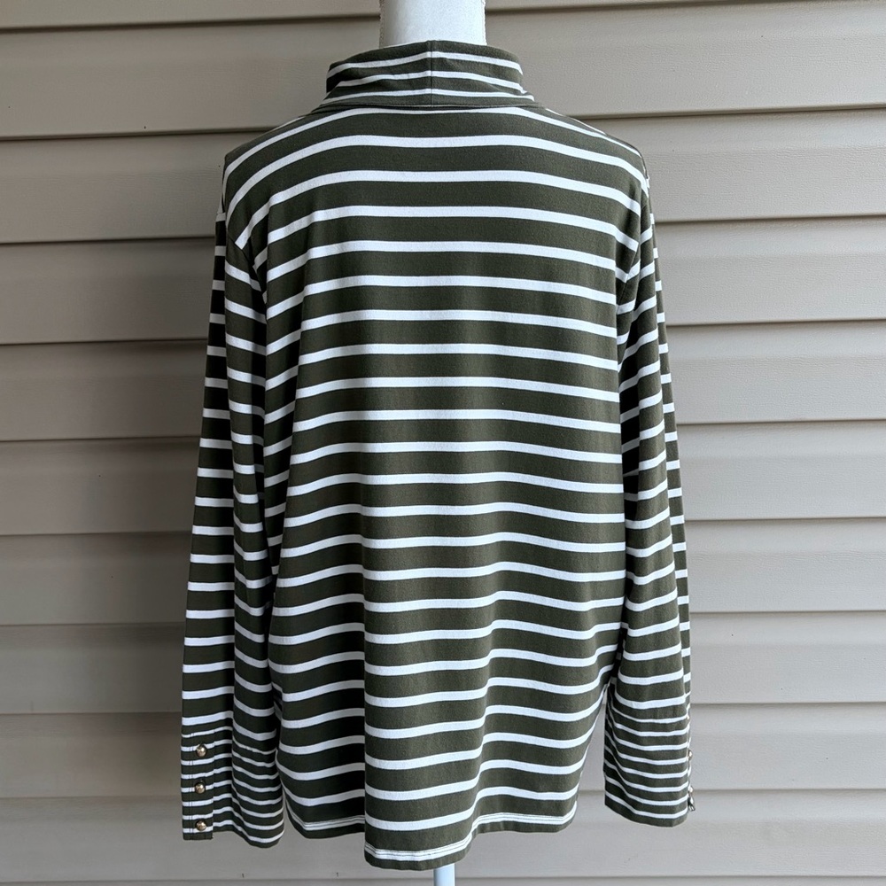 •Talbots• Olive Green Striped Turtleneck Knit Top  - Size 3X Petite - Picture 6 of 8